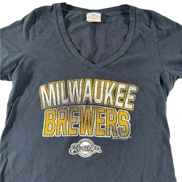 Women's Large Milwaukee Brewers MLB Blue Short Sleeve Shirt Gomez 27 - Picture 2 of 5